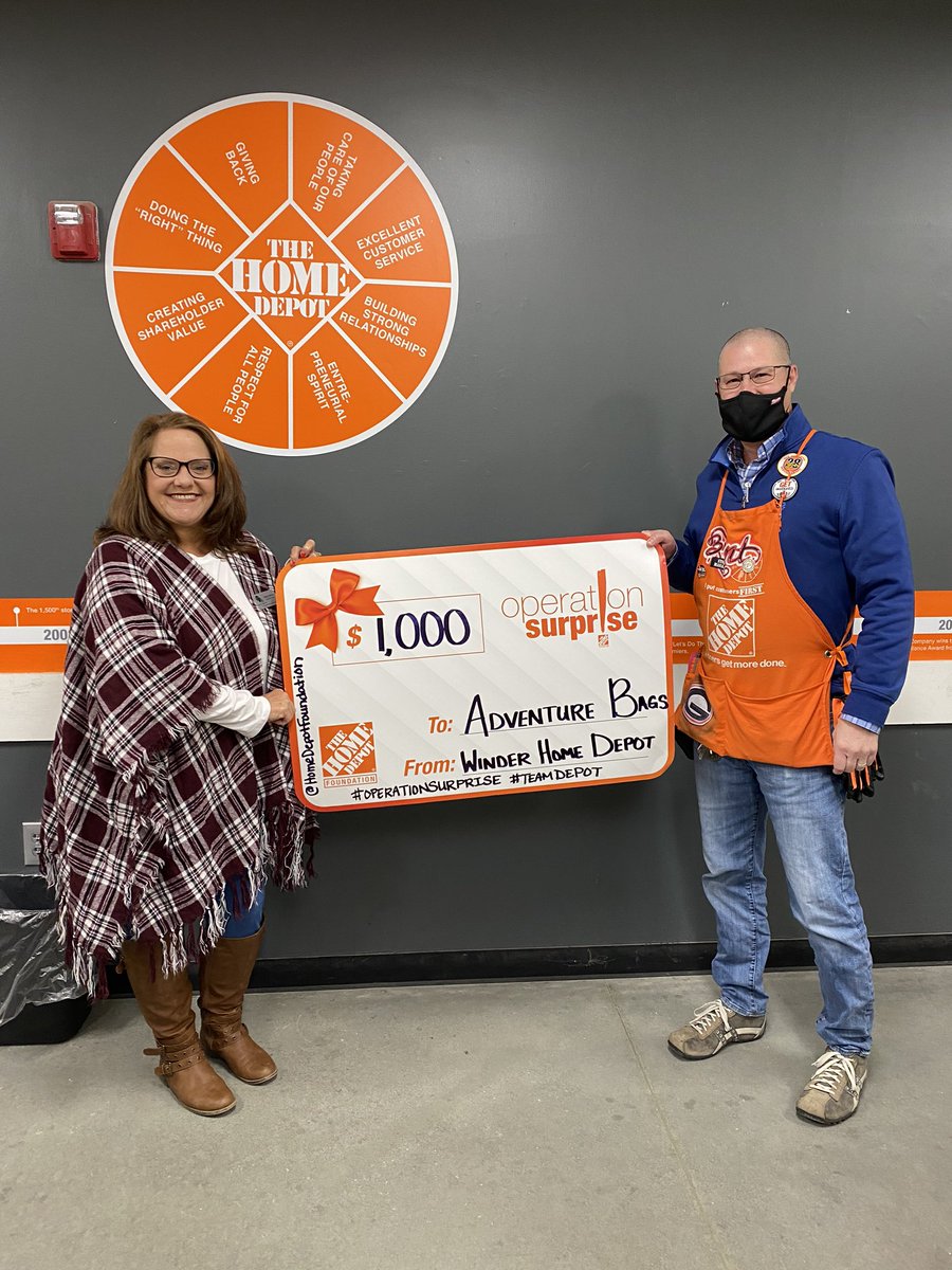 #Operationsurprise #theHomerfoundation #teamDepot we love partnering with #adventurebags they take care of children all year long thankful for what they do every day and happy to be able to help!