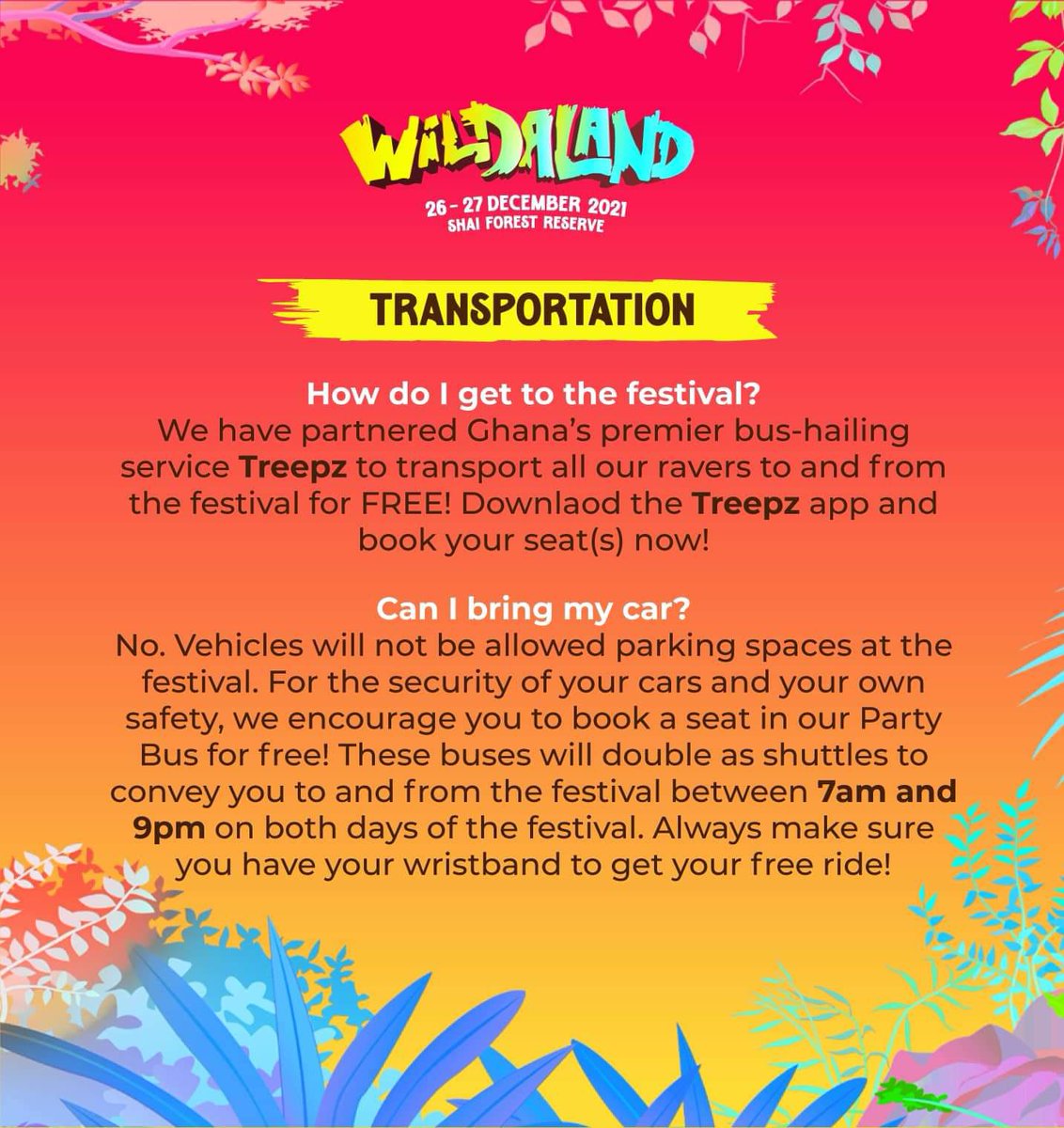 treepzgh's tweet photo. @WildalandFest 🗣✨ we are ready to move! let's do this🕺🚌🚎 #movebetter with #treepz #wildalandfestival #wildaland @sadiqabdulaiabu @gyaigyimii @TwitterGhana @treepzgh https://t.co/GYY8lDjMjY