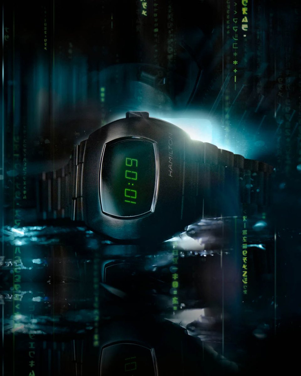 hamiltonwatch's tweet photo. The watch to lead us into tomorrow. The PSR MTX celebrates the return to #TheMatrix with green LCD numerals, drawing inspiration from a digital universe: https://t.co/zJW4fsV0UE @TheMatrixMovie #hamiltonwatch #hamiltonPSR #film #movie #cinema (Ref. H52434130) https://t.co/vGqCPfW7Ly