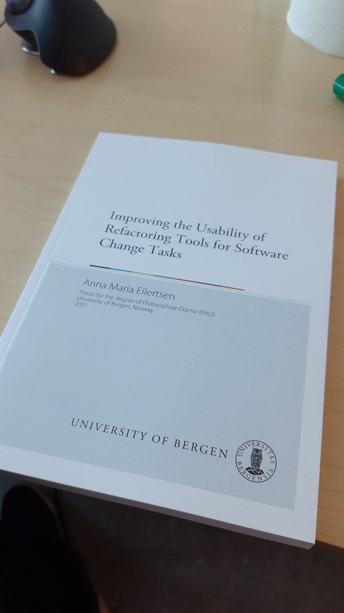 anyahelene's tweet photo. Today's event: @annam_ei presents her PhD thesis on Improving the #Usability of #Refactoring Tools for #Software Change Tasks. At @II_UiB , w/@mdipenta @olgabaysal @mikhail_barash and @gail_murphy https://t.co/nNbDT8b734 https://t.co/EDXEtqQlfG