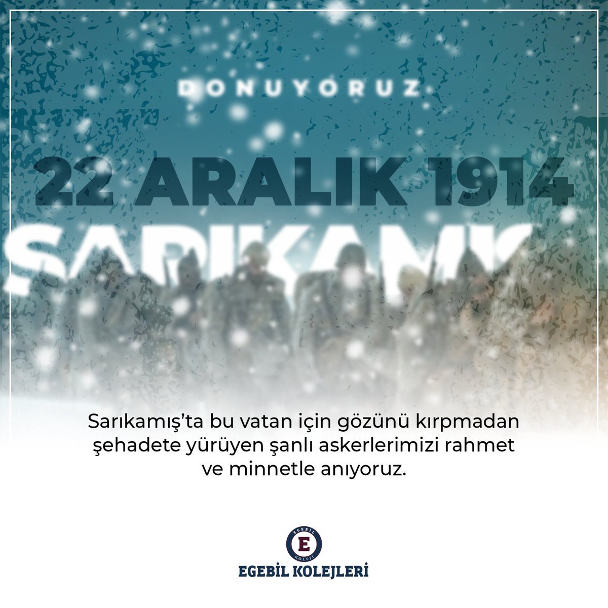 🇹🇷22 Aralık 1914🇹🇷
Sarıkamış'ta, milleti için gözlerini kırpmadan şehadete yürüyen şehitlerimizi rahmetle anıyoruz.