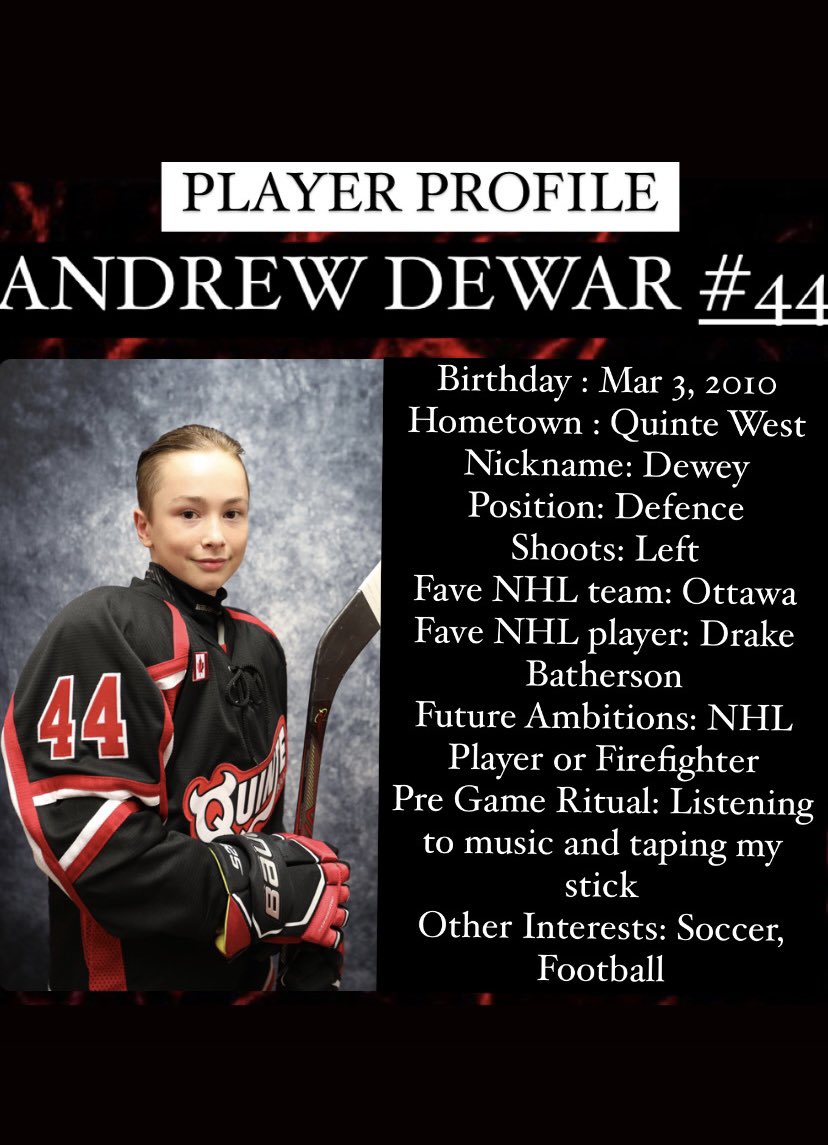 QRDU14AAA's tweet photo. Stampkrete Concrete Contracting Player Profile! π₯ π₯
π
Introducing U12 Quinte Red Devil
Andrew Dewar #44
#qrd #omha #etahockey #quintereddevils #aaahockey #totalsportsquinte
@TSportsQuinte @QuinteRedDevil https://t.co/yakZyL2jDC