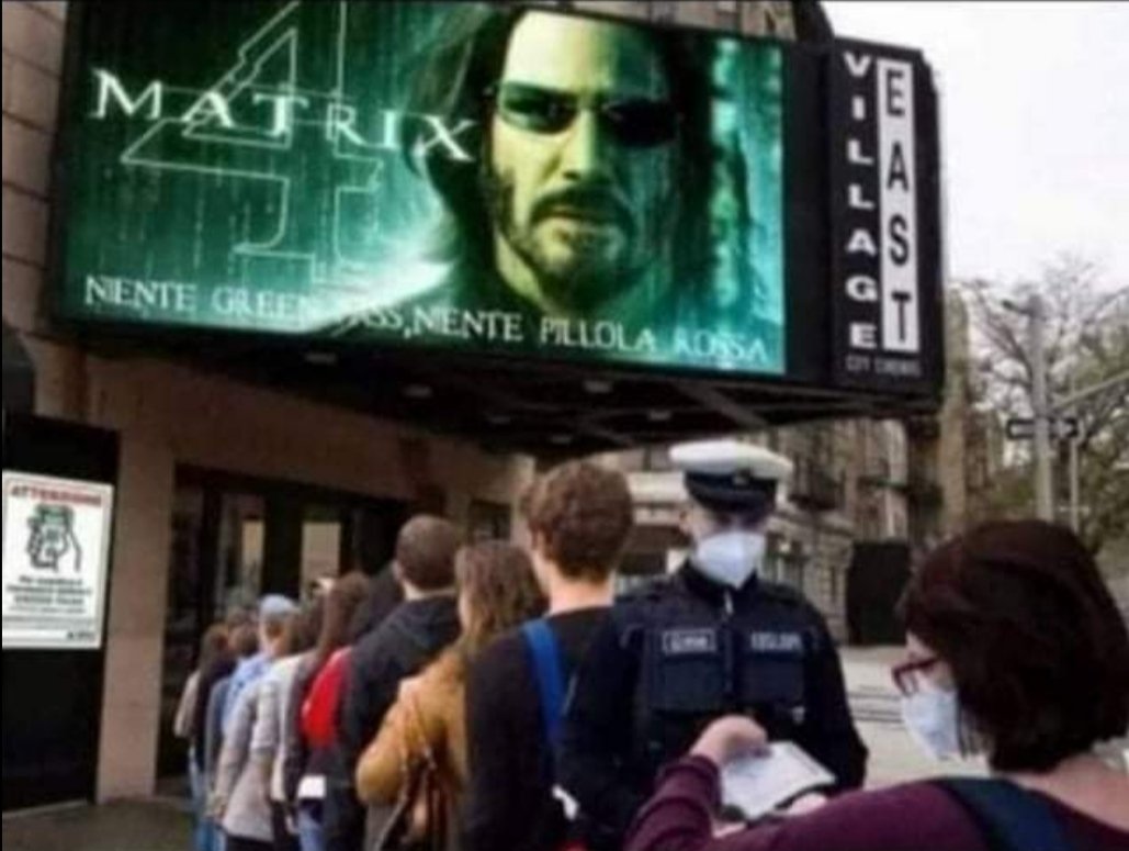 JohnRic86's tweet photo. Se faire #contrôler en présentant un #QRcode pour aller voir un #film qui va t'apprendre comment sortir de la #matrice qui te contrôle...
(Relire si nécessaire)
#Matrix #MatrixResurrections #COVID19dk #NEO #PassSanitaire https://t.co/x2RaacHMWy