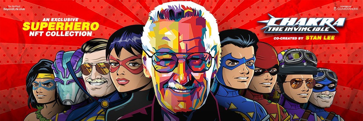 EthJasper's tweet photo. 🎖️ @beyondlifeclub has some insane news! They will launch the #StanLee Chakra the Invincible.
🎨This is a Superhero themed #NFT Collection
⏰Drop on December 27th, 7:30 PM PST
🎁To honor #StanLee his 99th birthday!
🌐https://t.co/QzmamEaaiv
#dropsalert #StanLeeNFT #NFTDrops https://t.co/2xKfWniJgj