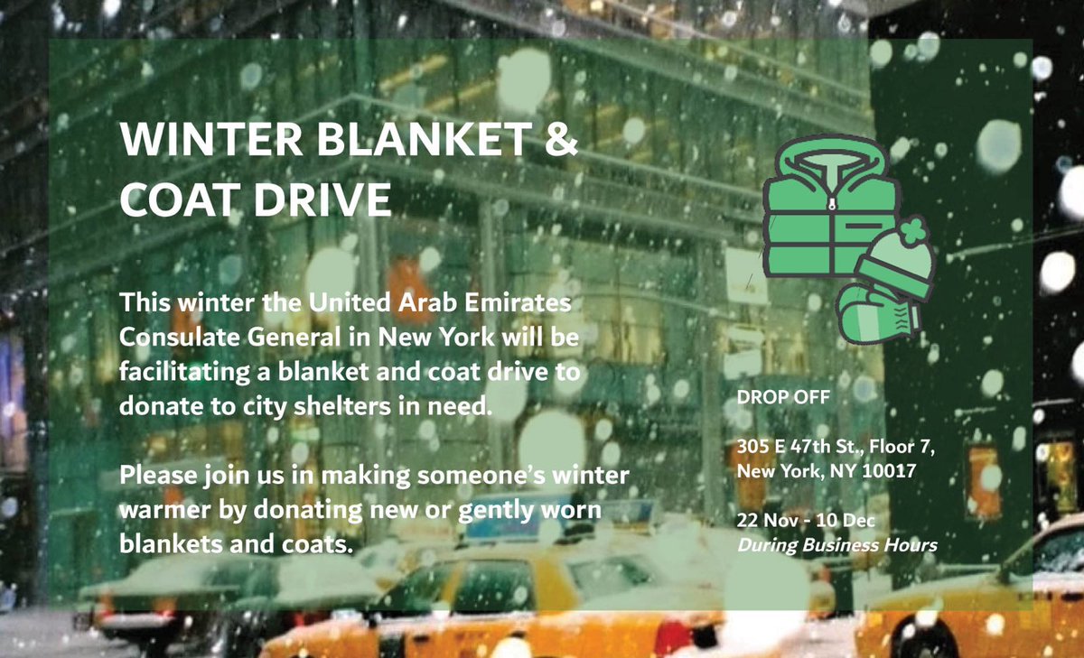 UAEinNYC's tweet photo. This holiday season we participated in @nycservice’s #SecretSnowflake program where we made 50 holiday wishes come true to children who need it most. We also asked our colleagues to help us donate blankets & coats to city shelters. Special thanks to @NYPDMuslim & @globalnyc! https://t.co/RKe9WxbdeY