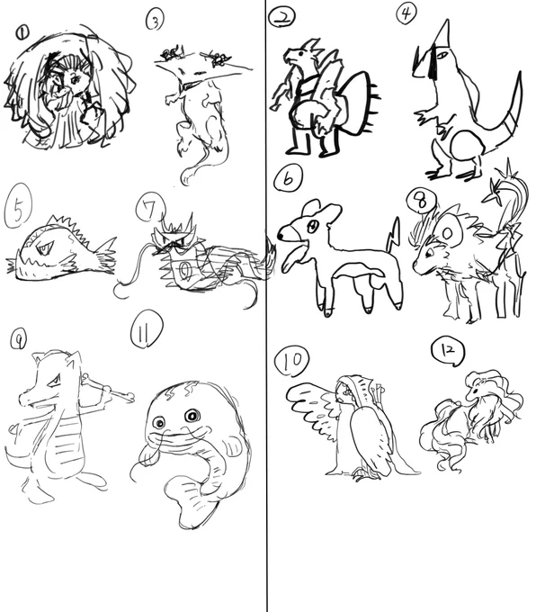 ポケモンの描き合い楽しい😂

明日の18時までにこの12体のポケモンを当てれた方にはイラスト贈呈します😤 