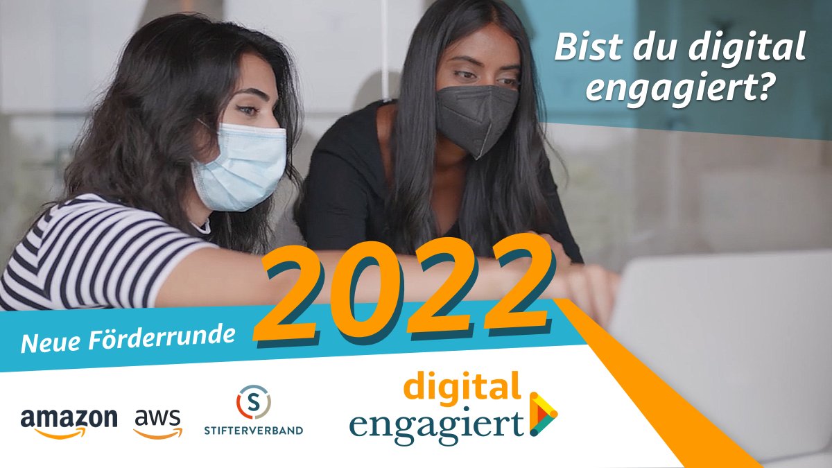 AmazonNewsDE's tweet photo. #digitalengagiert geht in die Verlängerung! 📢 Bewerbt Euch noch bis 23.01. mit Eurem #digitalen Ansatz & profitiert von finanzieller Förderung, Coaches, Netzwerken & überregionaler Sichtbarkeit. @stifterverband, @AWS_DACH & Amazon freuen sich auf Euch. https://t.co/D9MKClJaXn https://t.co/Y7IJVZPadC