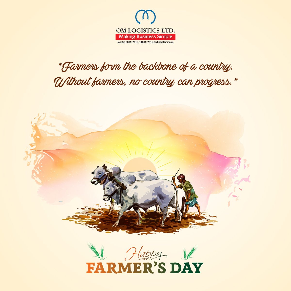 OmGroupOfficial's tweet photo. We thank our farmers for their outstanding support to the country. Wishing a Happy Kisan Diwas to all farmers!
#omlogistics #omgroup #NationalFarmersDay #FarmersDay #FarmersDay2021 #KisanDiwas #kisandiwas2021 #HappyFarmersDay https://t.co/9Cfir9M4kQ