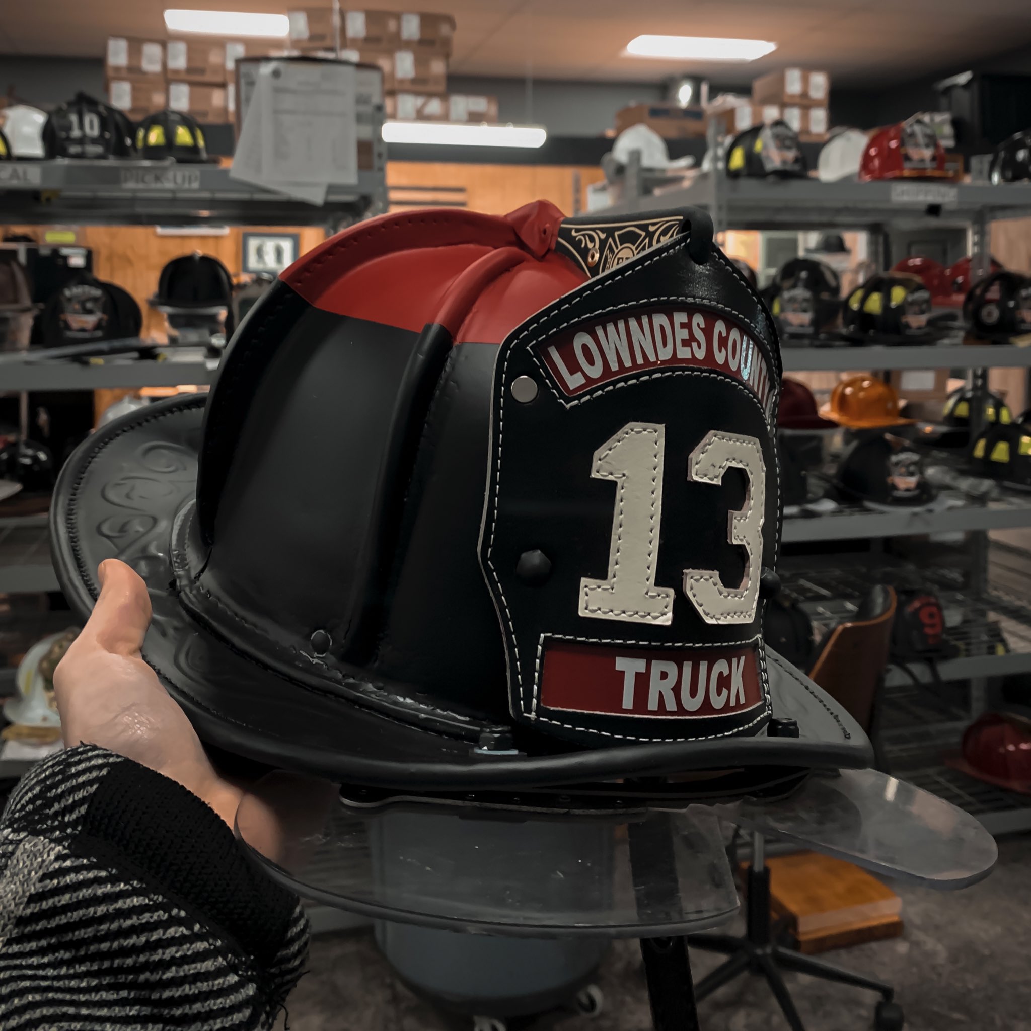 Leather fire best sale helmet squad bend