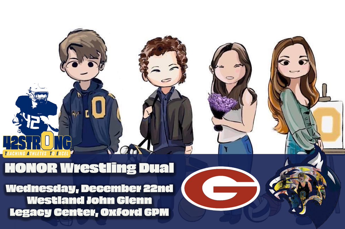 OxfrdWrstlng's tweet photo. TONIGHT we are hosting a special HONOR dual vs John Glenn at Legacy 925! JV matches start @ 5pm with Varsity dual @ 6pm. TIME TO BRING THE TOWN TOGETHER! #Bluebloods https://t.co/3pgi1IWFTZ
