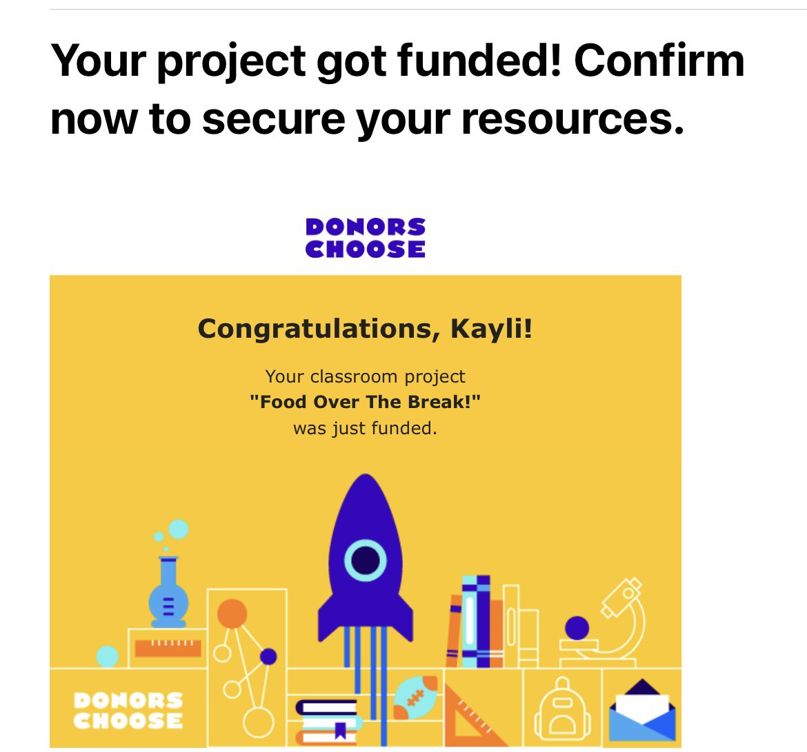 Wow! I’ve gotten 2 Donor’s Choose projects funded this week while school has been out! I’m so excited to kick off next semester with art supplies and to be able to send my kiddos home with food over our next long break from school! 🥰❤️