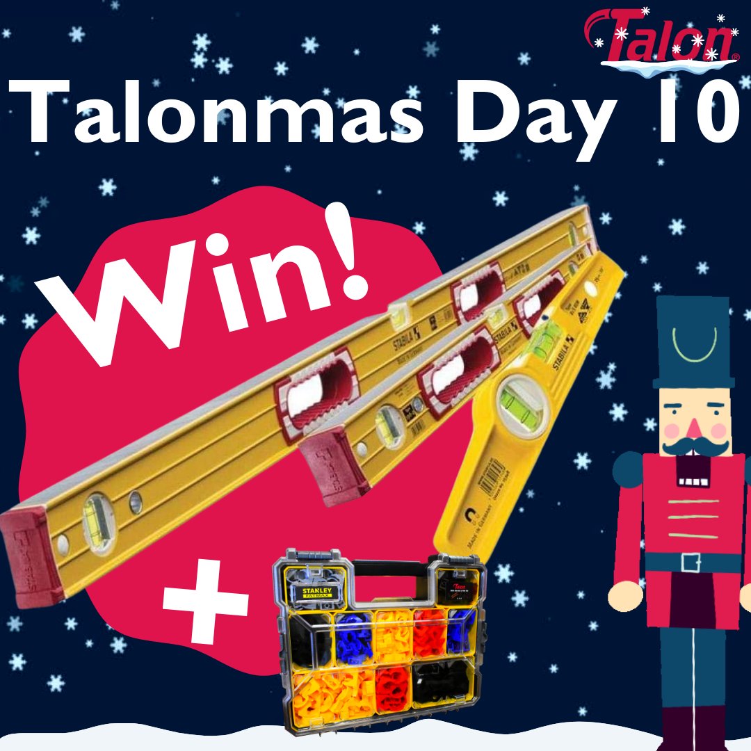 Hitting Day 10! Get the balance you need with this Stabila set! The go to, for getting it right.

To Enter:⁠
➡️ FOLLOW 👍LIKE 🤜SHARE 😎TAG A MATE⁠
⁠
UK Entries Only. T&amp;C's apply.⁠
⁠
#talonmas #giveaway #chirstmasgiveaway #christmascompetition #win #contest #comp