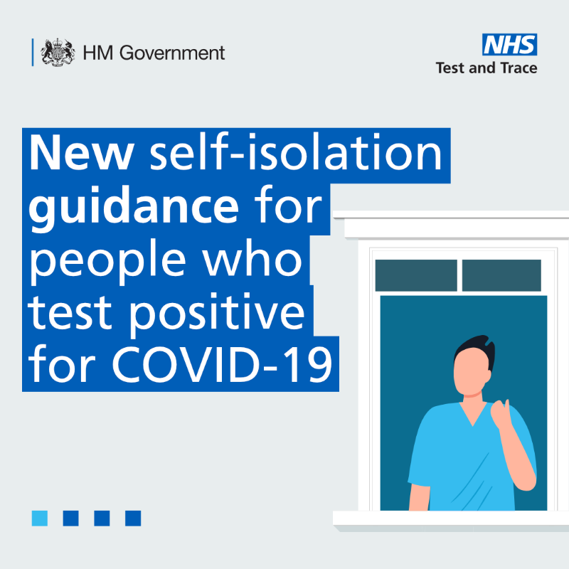 DHSCgovuk's tweet photo. Self-isolation guidance for positive COVID-19 cases has changed.

On days 6 &amp; 7 of self-isolation, you should take a rapid lateral flow test 24 hours apart.

If both tests are negative, you can stop self-isolating.

The first test must be taken no earlier than day 6.

More info👇