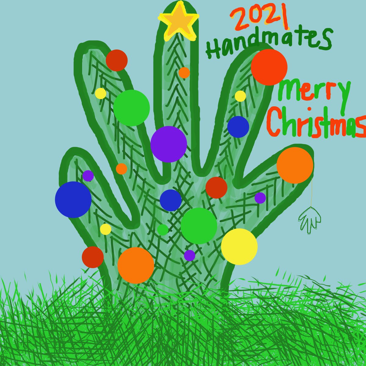 chase_murder's tweet photo. @handmates_nft Wait because I don’t know what that random green line was I was probably high #handmates #MerryChristmas #withouttherandomline 😭😅😂 https://t.co/yCSsDetvrY