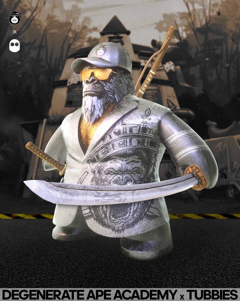 Tubbies_NFT's tweet photo. No better way to end #DegenWeek than showcasing our Honorary Degen Sensei Ape for @DegenApeAcademy 
We look up the revered apes with Respect and Humility! 
Take us into your folds, oh great Degens! 
@DegenApeAcademy 

#TUBBIESTAKEOVER
#TUBBIESDOMINATION https://t.co/PLrT372nKa