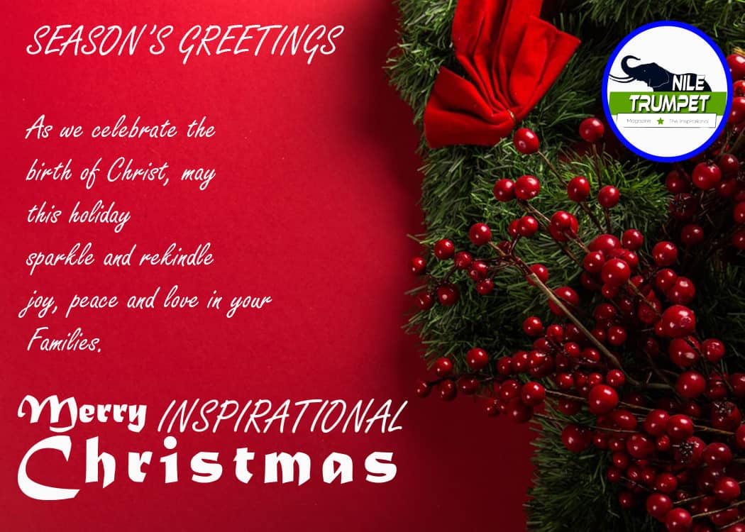 niletrumpetmag's tweet photo. Joy to the world, Christmas is here. We wish you an inspirational one. Retweet &amp; identify with us 💚
@amos_etyak @ttiagopalaruni1 @YeleNob @gulu_city @vizergraphix @kop_ango @ogeneddy @TakatakaPlastic @thekingsmanUG https://t.co/R5HL9whjCb