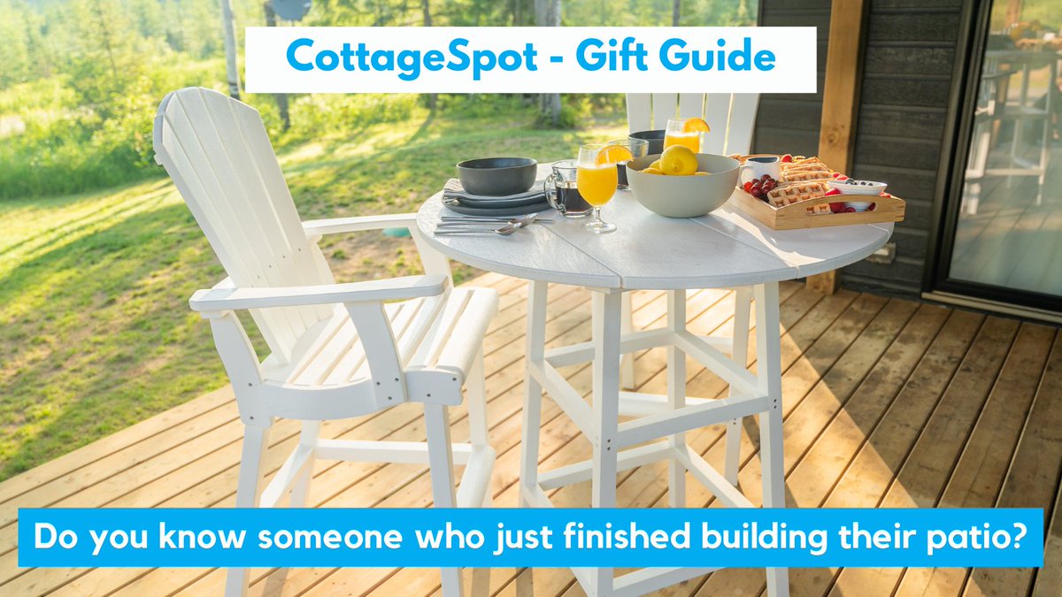 cottagespot's tweet photo. Give them the gift of endless summer meals on their new patio!

Buy Now: https://t.co/Y78cYix3uD

--

#CottageSpot #WaterToys #OutdoorFurniture #CRPlastics #Muskoka #CottageLife #MuskokaChair #AdirondackChair #patioFurniture #patioDesign #patioGoals #patioSeason #patioDining https://t.co/eFgxWsmJ2I