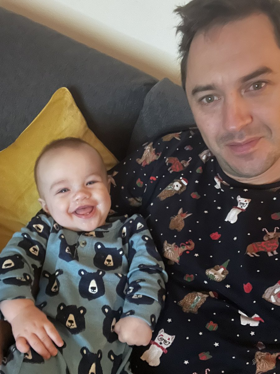 iamsymsie's tweet photo. 3:45am, #InsurTechSeb decided that it was “let’s watch SKY News time Dad”. I tried 3 times to take a picture of us looking “tired” he wouldn’t have any of that!
His endless joy is infectious. Don’t lose that happiness my boy! https://t.co/SZmvbPeXhR