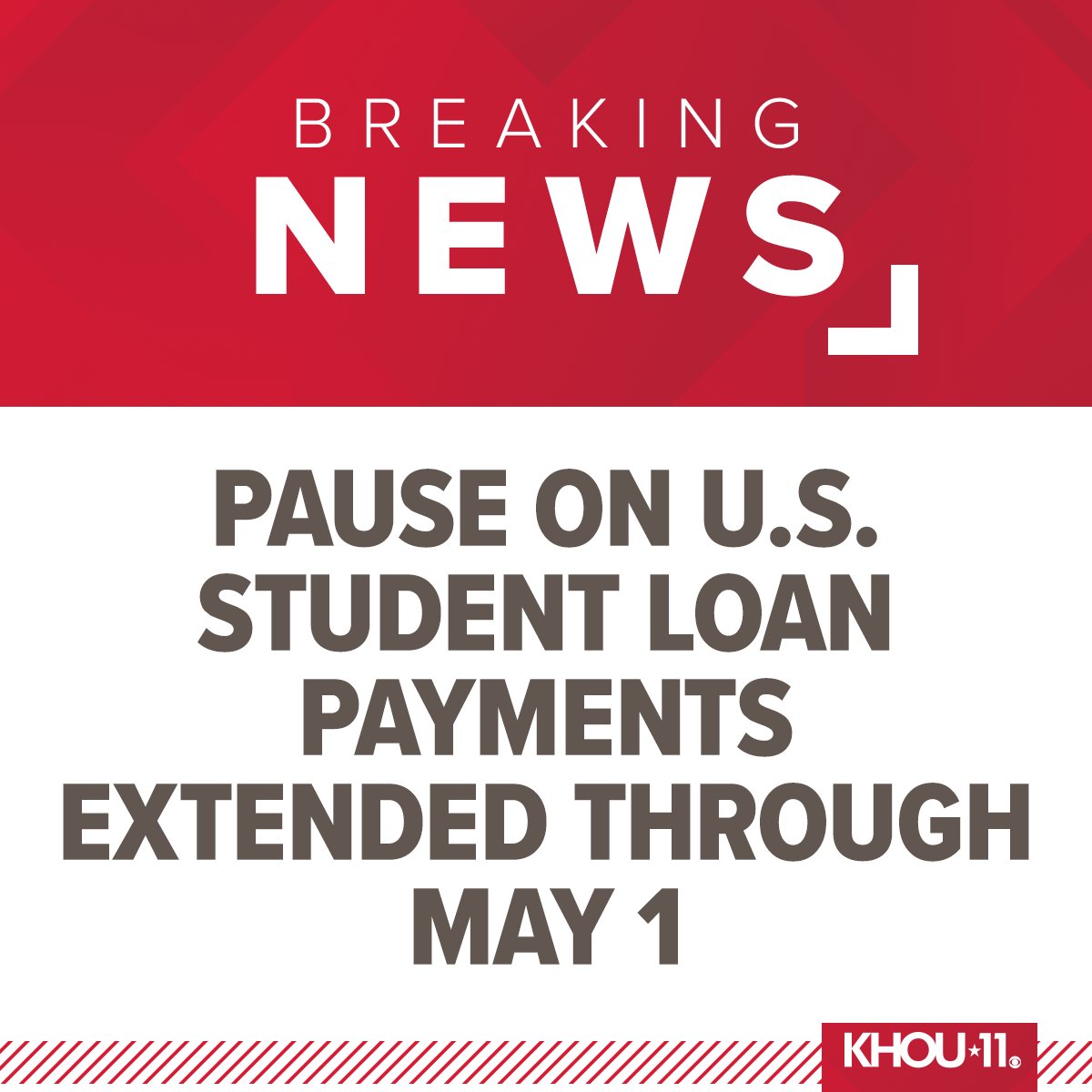 KHOU's tweet photo. President Biden just announced the pause on student loan payments has been extended again. This decision comes just weeks before borrowers were scheduled to resume payments.

https://t.co/koixTUyV7F https://t.co/nOP0ZrlIdg