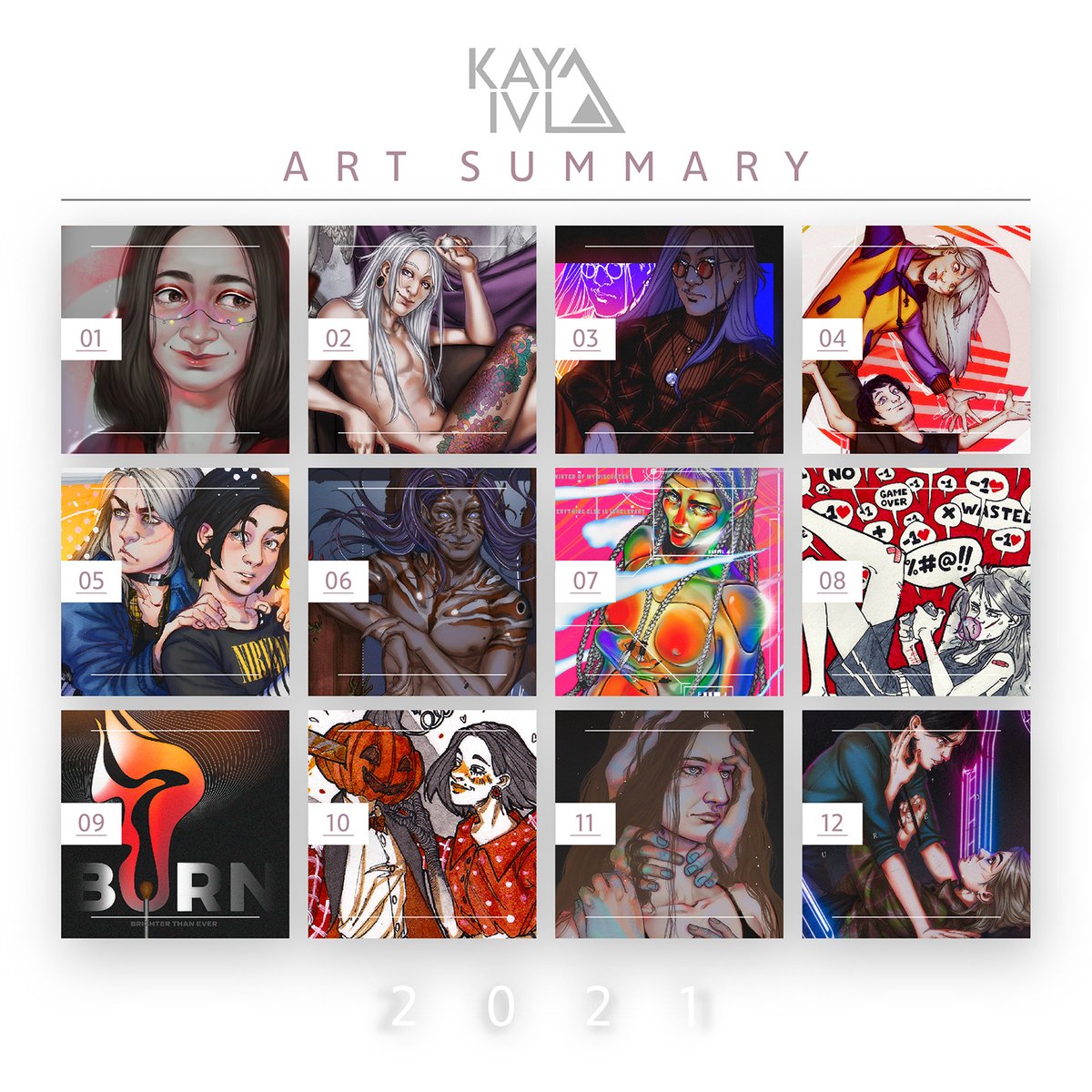 kayivl's tweet photo. it seems i have a burnout and i think i won't draw til the end of 2021 
so...
#summaryofart2021 https://t.co/4FBc0v5byu