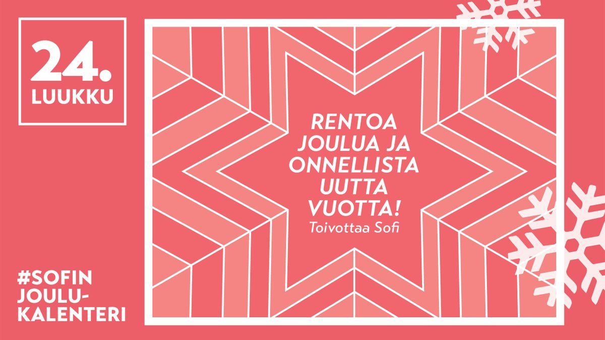 SofiFinland's tweet photo. Kiitos ystävät ja kiitos te kaikki hienot kumppanit, joiden kanssa olemme saaneet tehdä yhteistyötä!

Oikein rentouttavaa joulun aikaa!

#SofinJoulukalenteri https://t.co/Fa8Ry7Ofoo