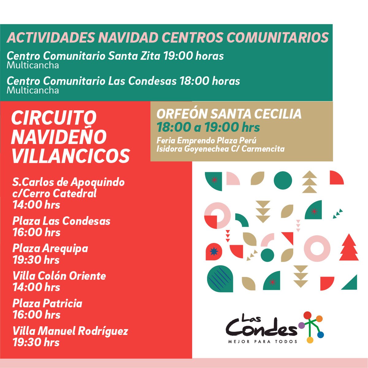 ¡Vive con nosotros esta Navidad! 
Te dejamos calendario de actividades de este jueves 23/12 🎅🎉🎼!

<a href="/LC_Decom/">Desarrollo Comunitario</a> <a href="/danielapenaloza/">Daniela Peñaloza</a> 

Calendario completo en bit.ly/bGdS5X. 

🛑 En las actividades se solicitará pase de movilidad y habrá aforos controlados
