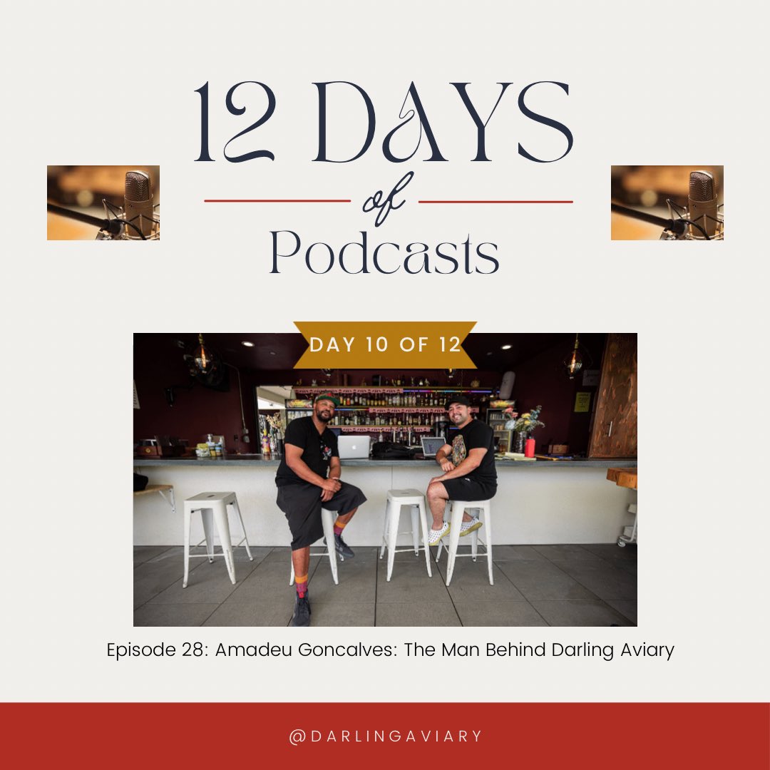 Today, on this 10th day of podcasts, we give you Amadeu Goncalves. <a href="/amadeu_g/">Gilberto Amadeu Jr.</a> is the man behind one of the hottest bars in town, @darlingaviary. If you’ve spent time at DA or #FlamingoHouse, then you know this man!

Listen to episode 28 here: player.captivate.fm/episode/c5fda1…