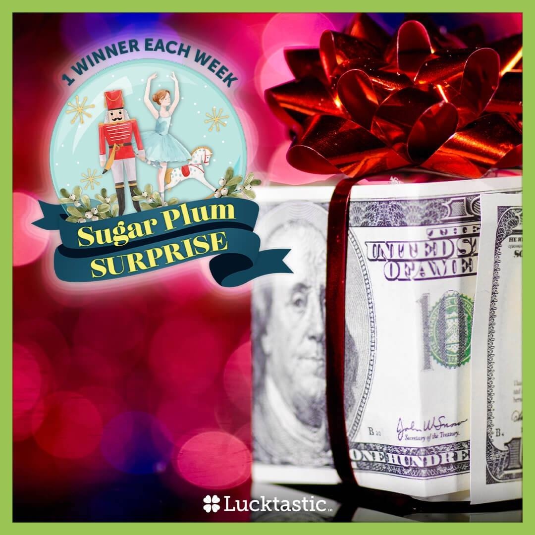 PlayLucktastic's tweet photo. It’s a Sugar Plum surprise - will you be this weeks winner? ❄️ Enter in app today for your chance to win $250. https://t.co/8WWeeNDReb https://t.co/SuEePaDXMB