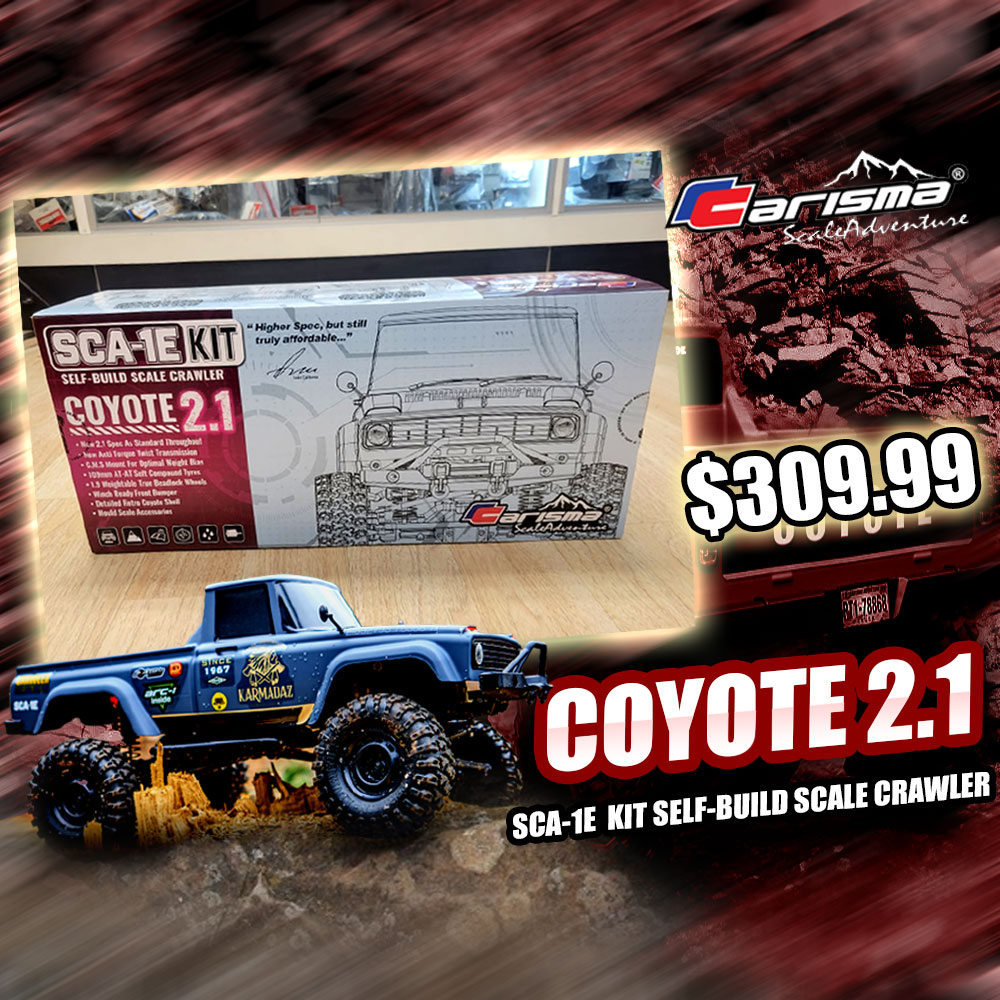 RCCarWorld's tweet photo. SCA-1E 1/10 Scale Crawler Coyote 2.1 4WD KIT.
Available at the store now! $309.99
Learn more here:
https://t.co/LVhn2WRmIA
#RcCarisma #RcTrucks #RcKits #RcScaler #RcCarWorld https://t.co/6gE6YlduGQ
