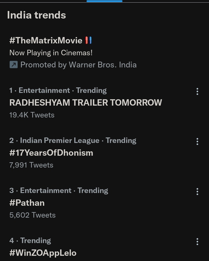 RebeInLovee's tweet photo. Continuing at Trending at no 1 🥳🔥🔥 and almost 20K Tweets 🤟

RADHESHYAM TRAILER TOMORROW https://t.co/pQHGabkmRq