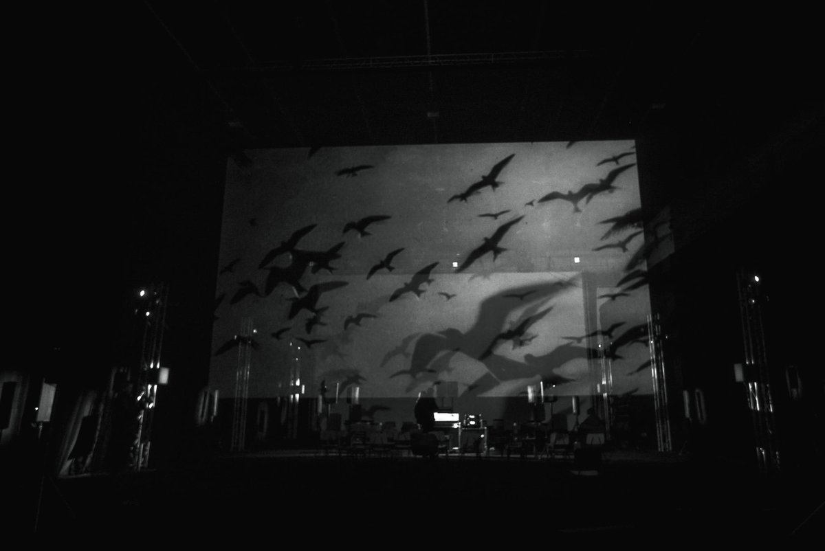 nesterov61's tweet photo. SCHNITTKE LIVE (E+U): Вот что было вчера, и это было прекрасно. Дирижировали оркестром громкоговорителей 
Антон Яхонтов и Илья Symphocat - невероятно!
И абсолютно гениальная Дина Караман - видео и сценография. 
Сегодня продолжаем, в 19 и 21.
https://t.co/42fwOtDhVp https://t.co/XipT9bD8IN