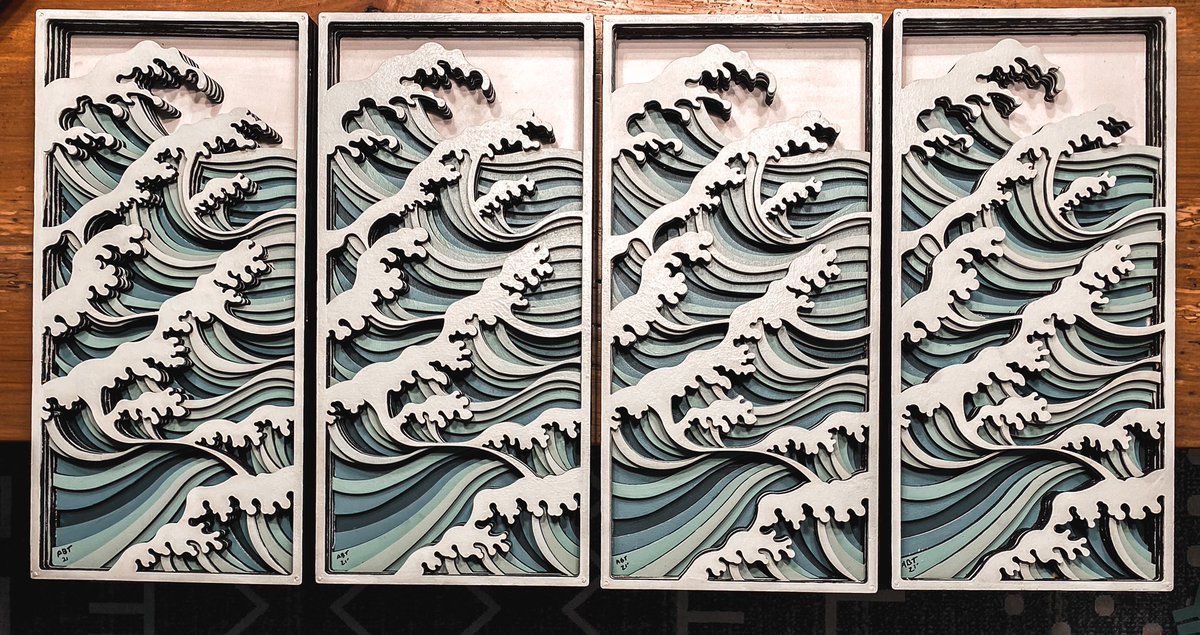 6 layers, 5 hours of cutting each, hand painted wood relief.  Glowforge creations in the art room to plan new projects for Art II next semester #createdatpocohs