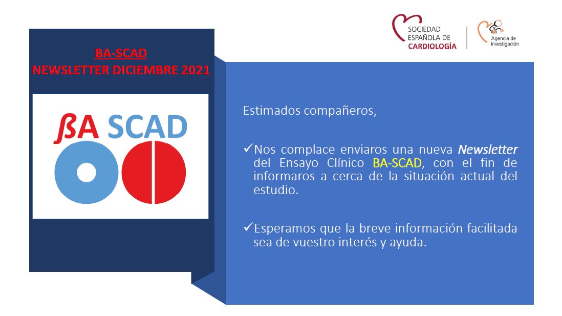 secardiologia's tweet photo. 🆕Consulta las últimas novedades sobre el ensayo clínico BA-SCAD Trial #SCAD #BA_SCAD resumidas en estas 4⃣ imágenes ��.
@teresabastante @maitevelazquezm #DavidDelVal @fer_iver #JavierCuesta #SebastiánAlejandroRomani #JavierPortales @JuanSanchisFor #JuanHoracioAlonsoBriales https://t.co/W7PfGfaXfL