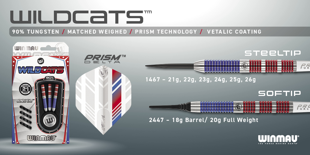 Winmau's tweet image. Wildcats 🔵🔴

Sports engineered, dual colour, parallel styling combines tour functionality designed for the fast-paced modern game, delivering proven performance through pure grip and balance.

➡️ Explore: winmau.com/winmaulaunch20…

 #WinmauLaunch #Wildcats #Darts