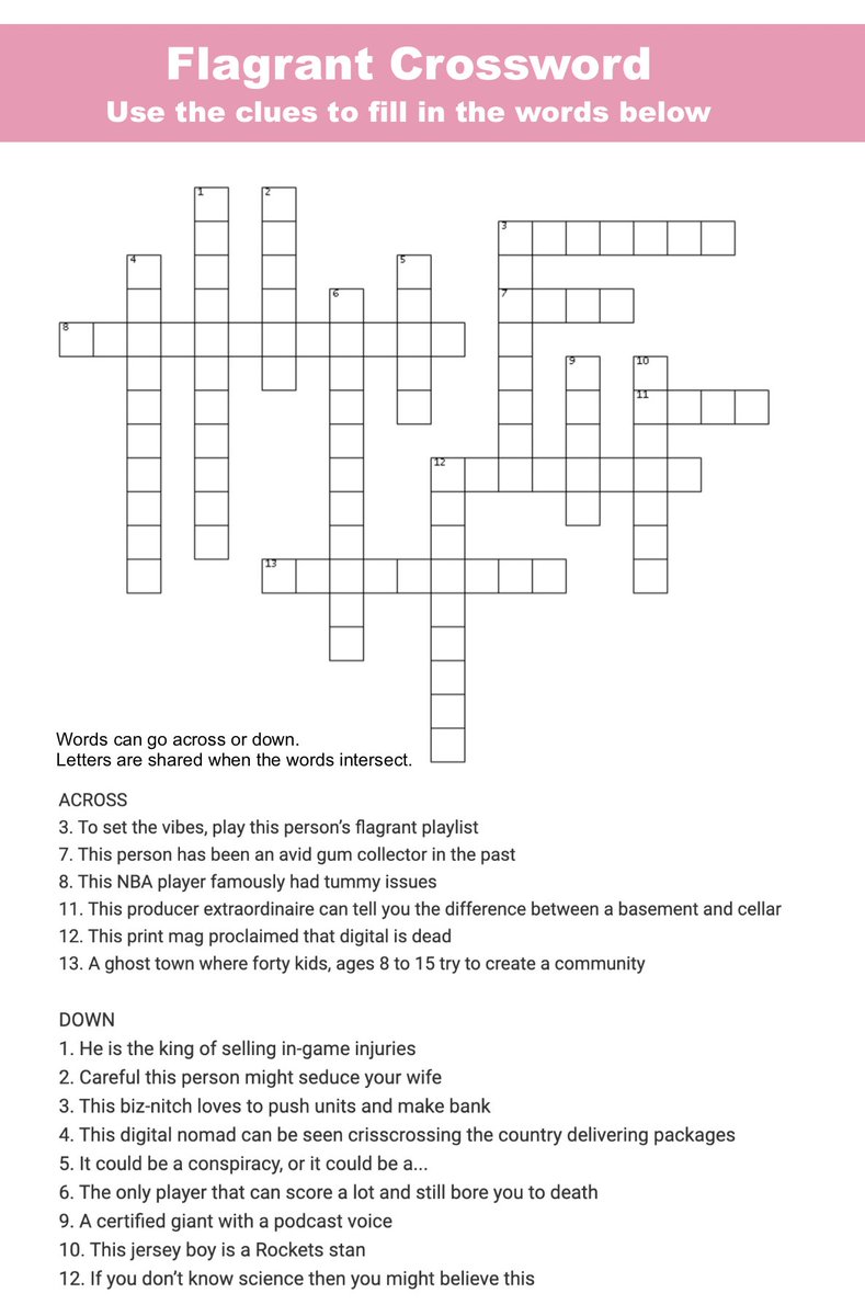 Ammie4Realz's tweet photo. Airlines today, am i right? lol
If you’re traveling this week, and need to fill some time. Might I suggest trying to fill out this crossword.
Inspired by @FlagrantMag
#Fun4AllAges #crossword https://t.co/7gu3Oyp8nE