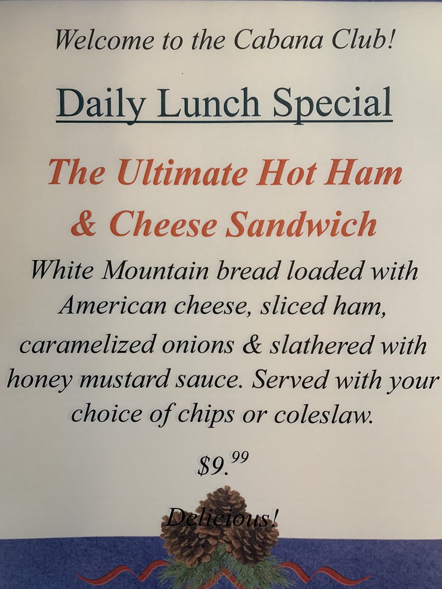 CabanaClubKCB's tweet photo. Today’s delicious lunch special. Our drink of the day is Frozen Vodka Lemonade. (Private club - members &amp; guests only) https://t.co/Df8x86gZvR