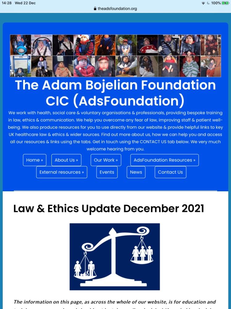 #AdsFoundation is ending 2021 with a Bumper edition of our HEALTHCARE LAW & ETHICS UPDATE. New legislation, progress of Bills, new case law & open consultations from across the UK all featured.
tinyurl.com/mt6byf8u

Do share and RT & as always feedback is always welcome.