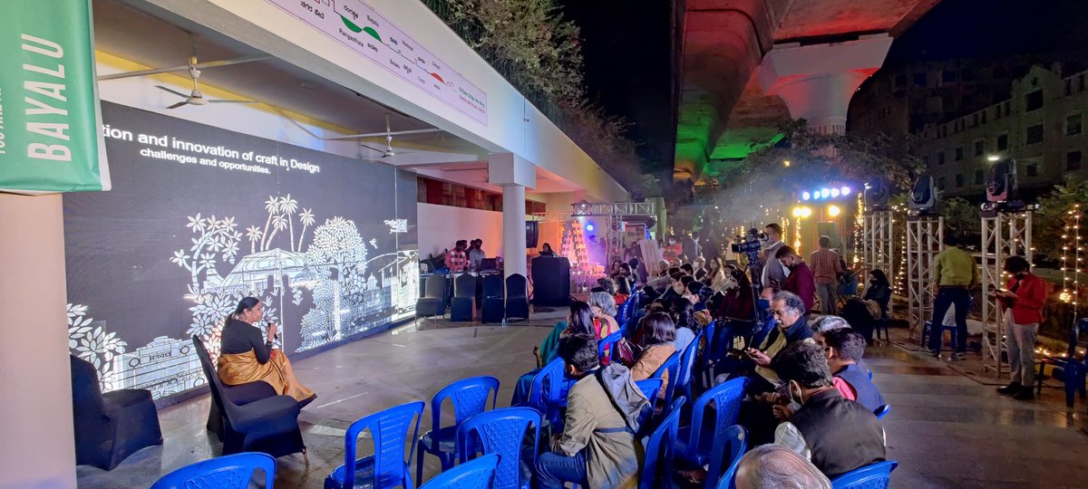 nkanekal's tweet photo. The finale of the #Designuru festival at the Rangoli Metro Arts Centre in #Bangalore organised by the Indian Institute of Interior Designers (IIID). Lovely use of an outdoor public space. #indooroutdoor https://t.co/rtQejeMh0i