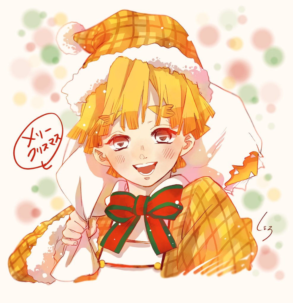 1boy blonde hair male focus solo hat smile santa hat  illustration images