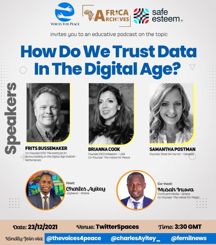 SamanthaPostman's tweet photo. 🚨"How DO WE TRUST DATA in the DIGITAL AGE?"
Hosts @CharlesAyitey_🇬🇭 & Musah Inuwa🇬🇭
@fernilnews @thevoices4peace
Global Speakers @FritsBussemake🇳🇱, Brianna Cook🇺🇸 & @SamanthaPostman🇨🇦
#dataforchange @africa_archives
12/23 10:30am ET | 3:30pm GMT
🔗▶️https://t.co/oIuexCeypX https://t.co/I3Wd0HPLNc