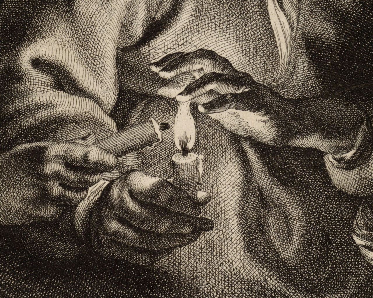 Дама со свечкой гравюра