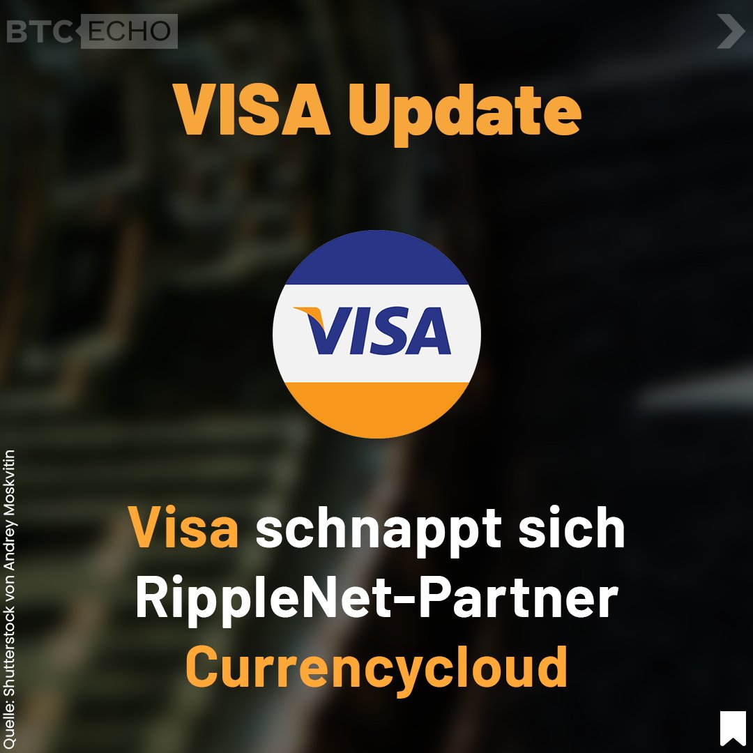 btcecho's tweet photo. Die Übernahme durch #Visa könnte nun auch einen positiven Nebeneffekt für #Ripple bedeuten. Denn #Currencycloud kooperiert seit Juli 2020 mit dem #Krypto Start-up. Im Rahmen der Partnerschaft nutzt das Londoner Unternehmen das Zahlungsnetzwerk #RippleNet.

https://t.co/AKiFWtdsXw https://t.co/Yt4iNM931h
