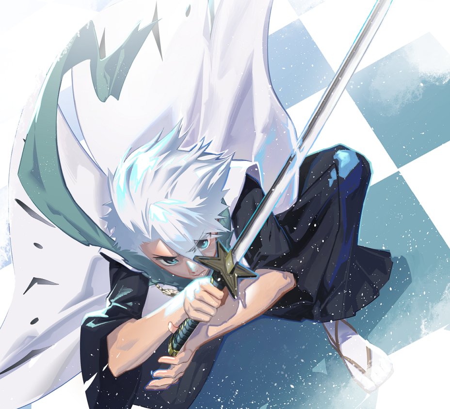 weapon sword 1boy male focus solo holding sword holding weapon  illustration images