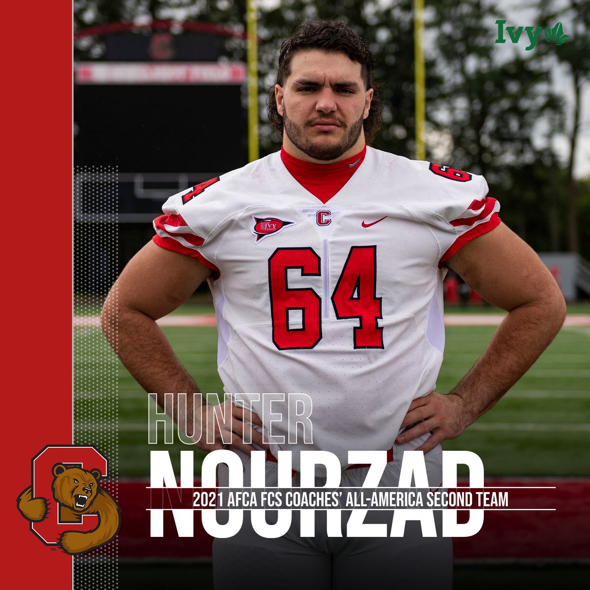 Congrats to <a href="/BigRed_Football/">Cornell Football</a> senior OL Hunter Nourzad on being named to the <a href="/WeAreAFCA/">AFCA</a> All-America 2nd team. The <a href="/IvyLeague/">Ivy League</a> first-teamer anchored an OL that ranked 5th nationally and set a school record for fewest sacks allowed. #YellCornell

(📸: Eldon Lindsay/Cornell Athletics)