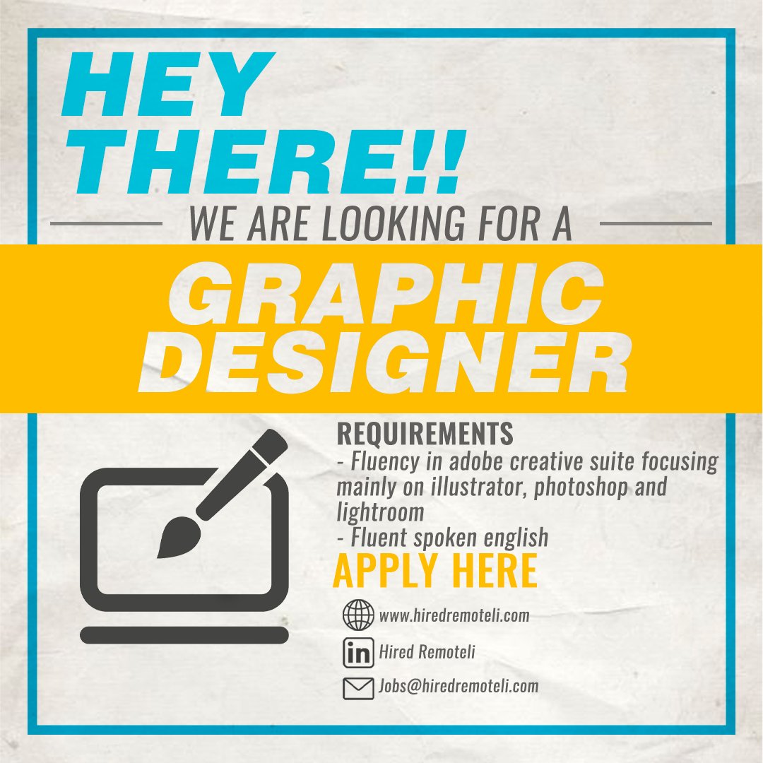 HiredRemoteli's tweet photo. These are some of our vacant positions today! Are you interested? 

Apply now at 

🔽🔽🔽👇👇👇
https://t.co/aBns7CxNGO 
👆👆👆🔼🔼🔼

#ForgetTheOffice #RemoteJobs #RemoteWork #Hiring #WorkFromHome https://t.co/L1qIYy40SY