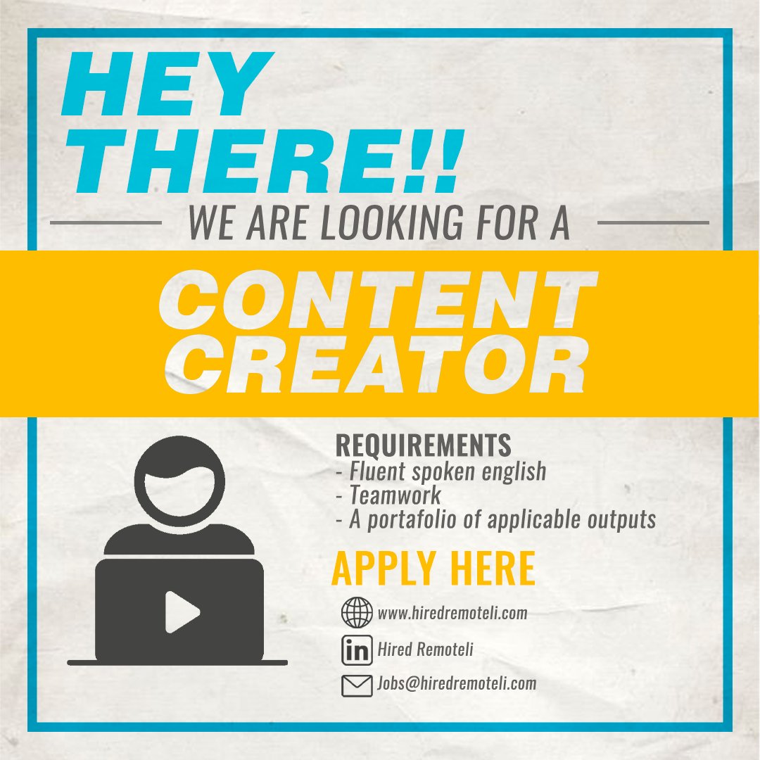 HiredRemoteli's tweet photo. These are some of our vacant positions today! Are you interested? 

Apply now at 

🔽🔽🔽👇👇👇
https://t.co/aBns7CxNGO 
👆👆👆🔼🔼🔼

#ForgetTheOffice #RemoteJobs #RemoteWork #Hiring #WorkFromHome https://t.co/L1qIYy40SY