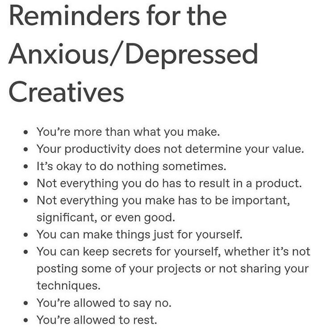 DougCollinsUX's tweet photo. If you deal with anxiety or depression (like I do every day), I hope you’ll take these reminders to heart. #ux #design https://t.co/XSxDdNJ4GO