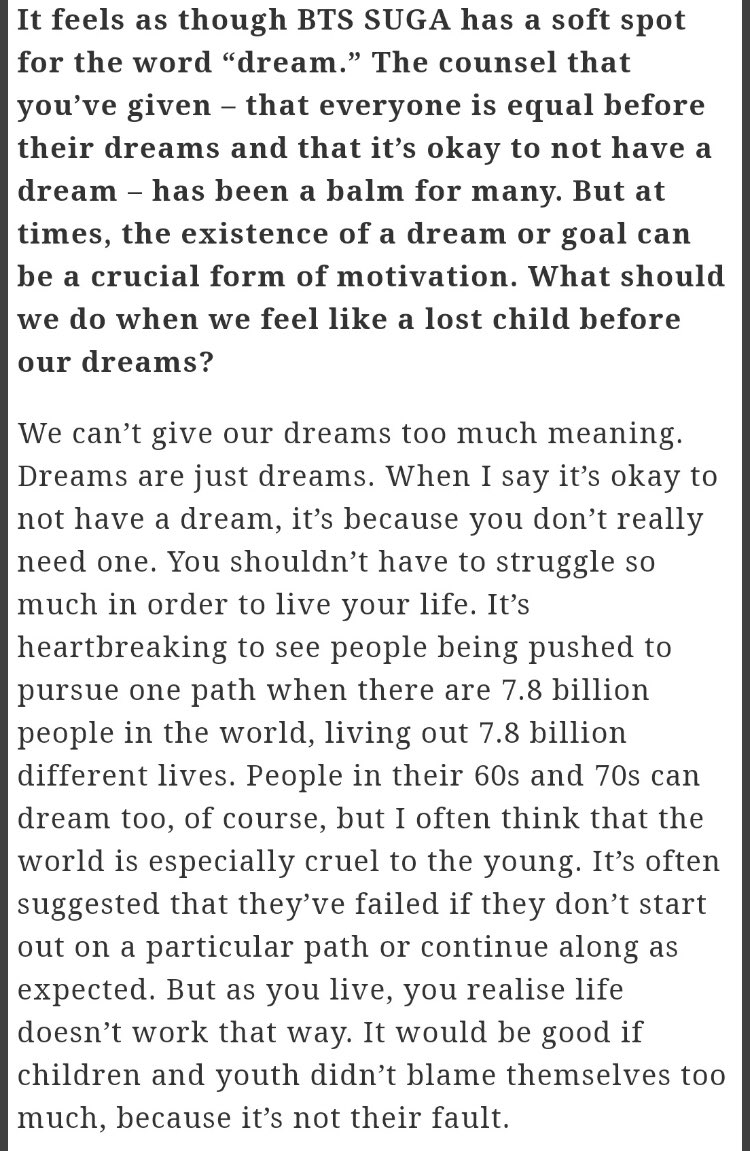 mapofthesoI's tweet photo. this made me tear up. i really needed to hear this ,, i’m just v grateful for yoongi and his mindset and his words https://t.co/5gs9KYKSCS