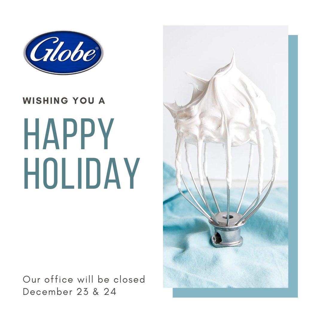 globefoodequip's tweet photo. Wishing you a warm, safe and happy holiday! We'll be back in action Monday.
.
.
. https://t.co/cFBJe5e9gX