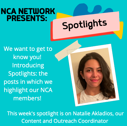 ncanetworkTO's tweet photo. Introducing NCA Network's “Spotlight” Series! This week we get to know our Content and Outreach Coordinator, Natalie Akladios. Check our her interview in the pictures below!

Interested in being featured in our “Spotlight” series? Check out the last image to find out how! https://t.co/VmG4gBeM72